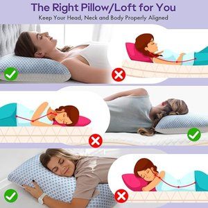 Oeko-Tex Shredded Memory Foam Cooling Pillow for Side Back and Stomach Sleeper
